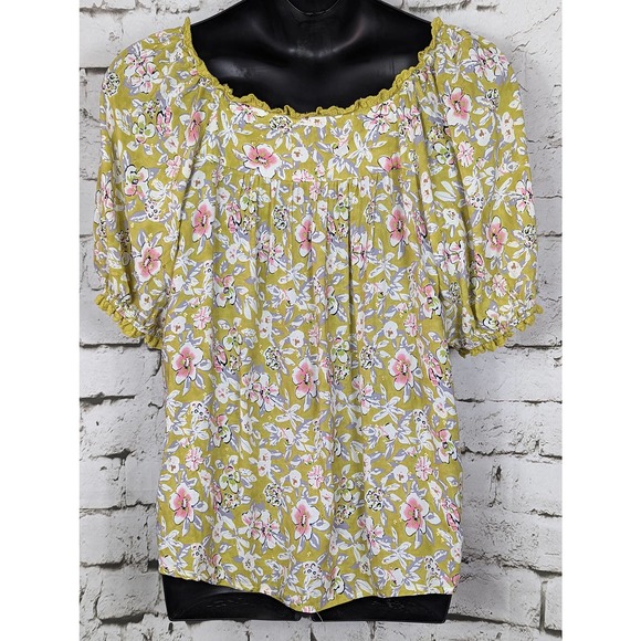 SOLITAIRE Boho Peasant Floral Blouse Large - Picture 4 of 6